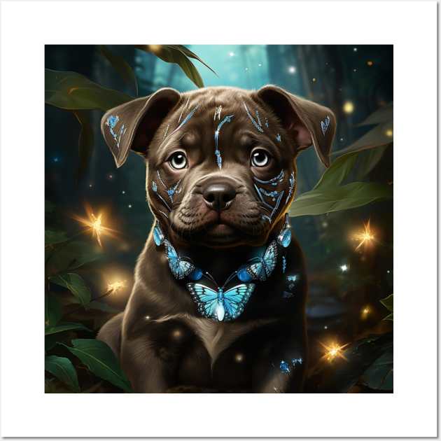 Cute Pit Bull Puppy Wall Art by Enchanted Reverie